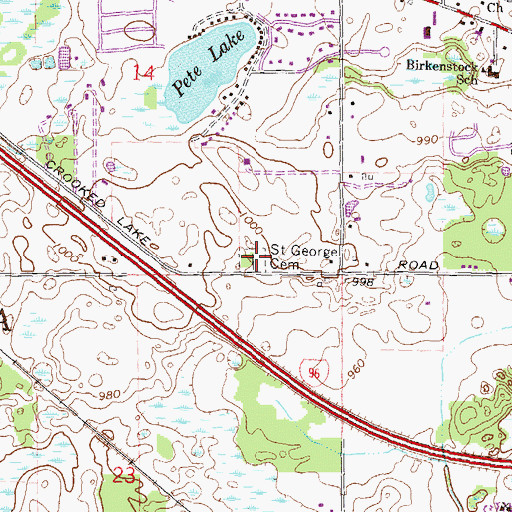 Topographic Map of Saint George Lutheran Cemetery, MI