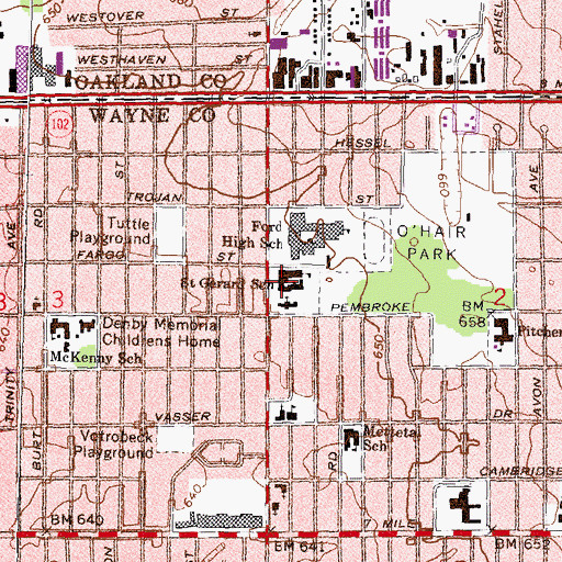 Topographic Map of Saint Gerard School, MI