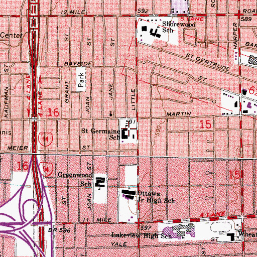 Topographic Map of Saint Germaine School, MI