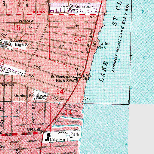 Topographic Map of Saint Gertrude High School, MI