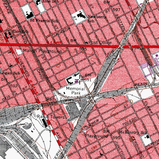 Topographic Map of Saint Hedwig School, MI