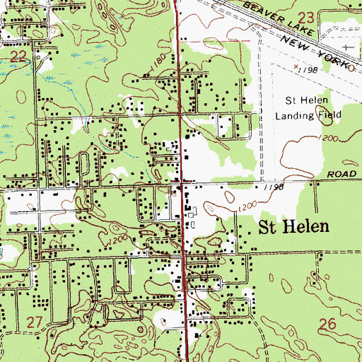 Topographic Map of Saint Helen, MI