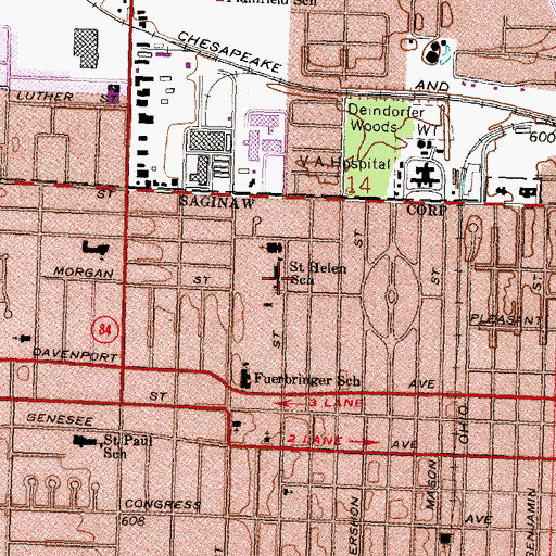 Topographic Map of Saint Helen School, MI