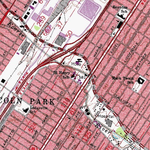 Topographic Map of Saint Henry School, MI