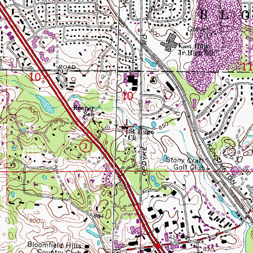 Topographic Map of Saint Hugo Church, MI
