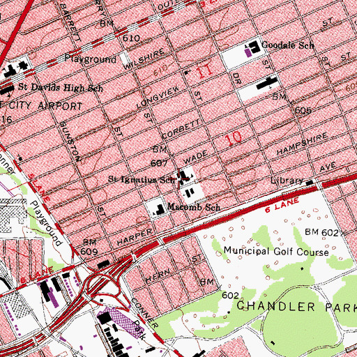 Topographic Map of Saint Ignatius School, MI