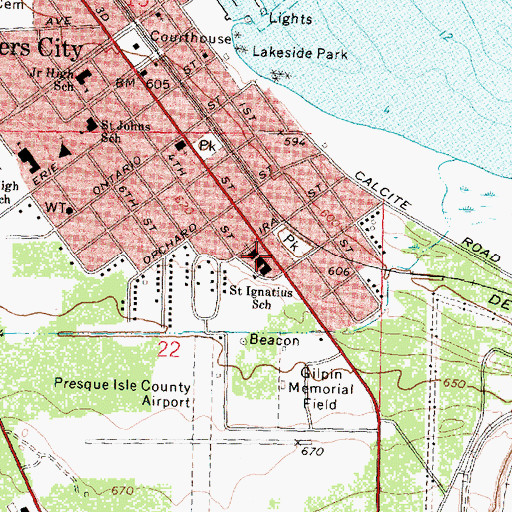Topographic Map of Saint Ignatius School, MI