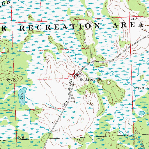 Topographic Map of Saint Jacob Church, MI
