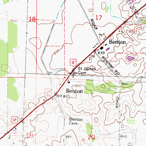 Topographic Map of Saint James Cemetery, MI