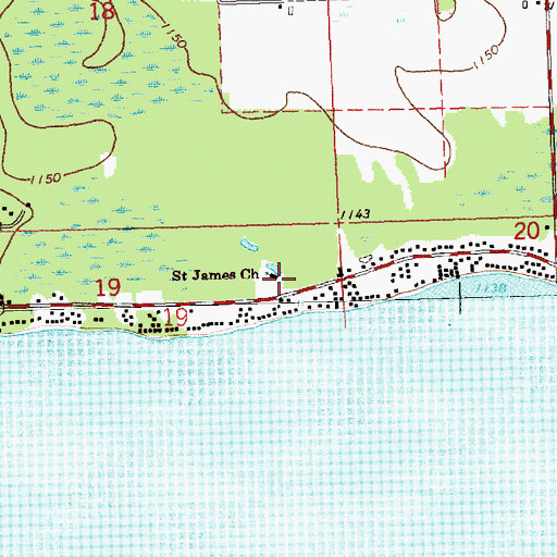 Topographic Map of Saint James Church, MI