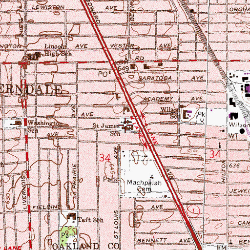 Topographic Map of Saint James School, MI