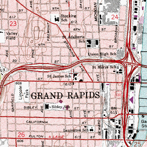 Topographic Map of Saint James School, MI