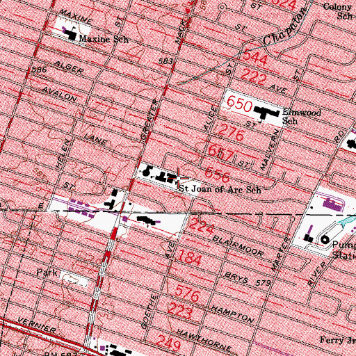 Topographic Map of Saint Joan of Arc School, MI