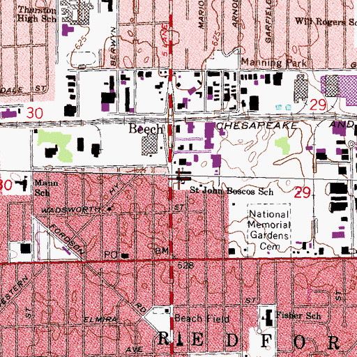 Topographic Map of Saint John Boscos School, MI