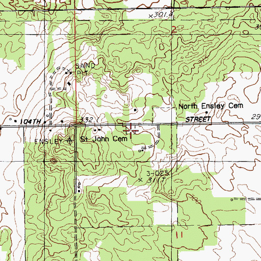 Topographic Map of Saint John Cemetery, MI