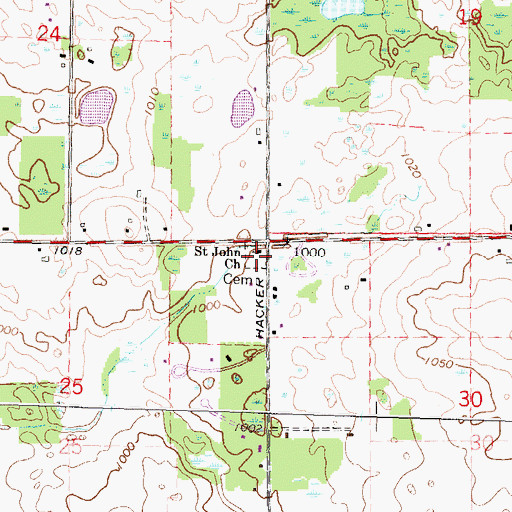 Topographic Map of Saint John Church, MI