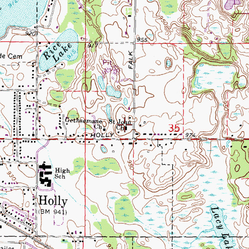 Topographic Map of Saint John Church, MI