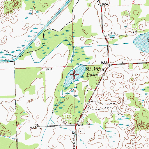 Topographic Map of Saint John Lake, MI