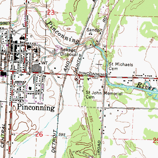 Topographic Map of Saint John Memorial Cemetery, MI