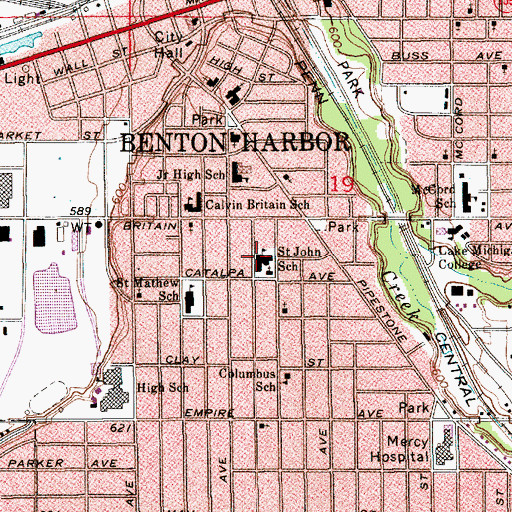 Topographic Map of Saint John School, MI