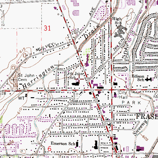 Topographic Map of Saint John School, MI