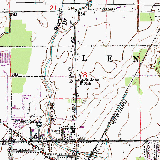 Topographic Map of Saint John School, MI