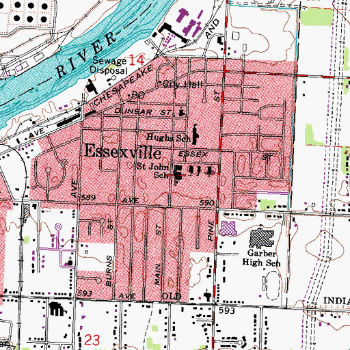 Topographic Map of Saint John School, MI