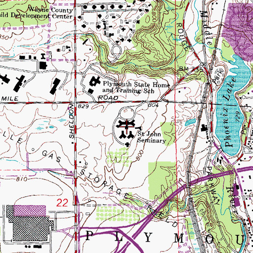 Topographic Map of Saint John Seminary, MI
