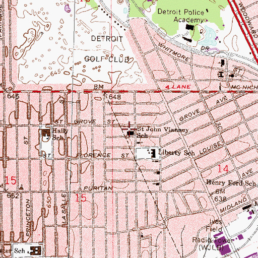 Topographic Map of Saint John Vianney School, MI
