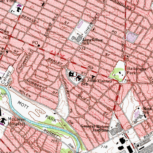 Topographic Map of Saint John Vianney School, MI