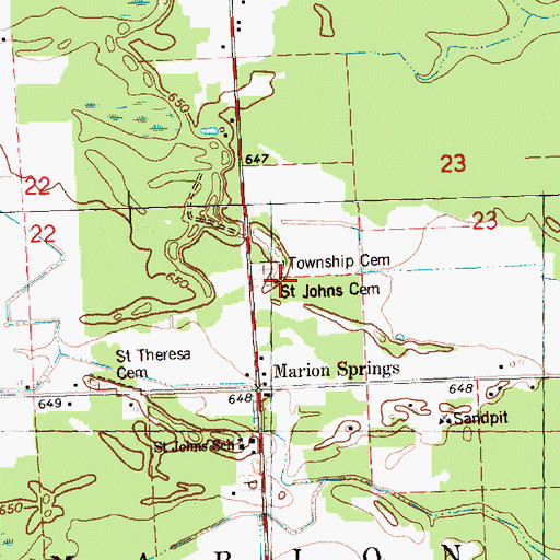 Topographic Map of Saint Johns Cemetery, MI