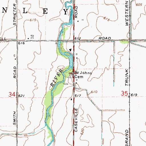 Topographic Map of Saint Johns Cemetery, MI