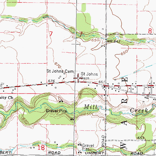 Topographic Map of Saint Johns Cemetery, MI