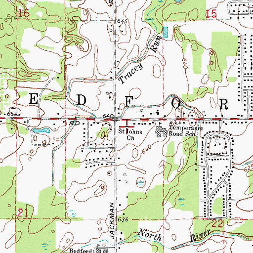 Topographic Map of Bedford Christian Community Church, MI