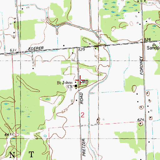 Topographic Map of Saint Johns Church, MI