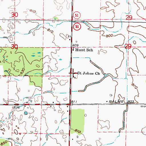Topographic Map of Saint Johns Church, MI