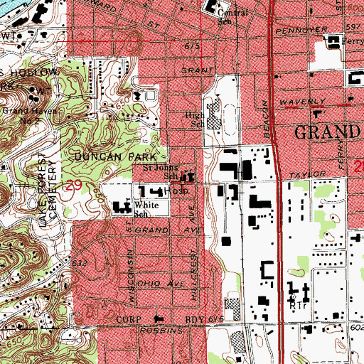 Topographic Map of Saint Johns School, MI