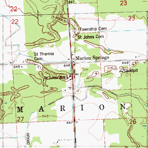 Topographic Map of Saint Johns School, MI