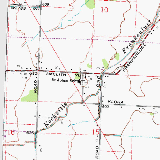 Topographic Map of Saint Johns School, MI