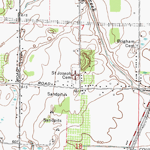 Topographic Map of Saint Joseph Cemetery, MI