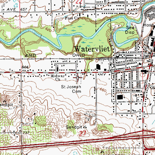 Topographic Map of Saint Joseph Cemetery, MI