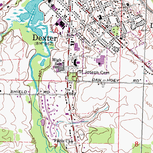Topographic Map of Saint Joseph Cemetery, MI