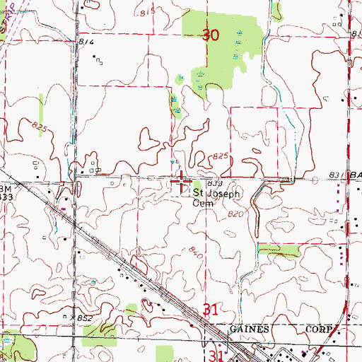 Topographic Map of Saint Joseph Cemetery, MI
