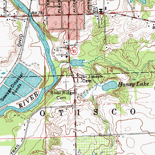Topographic Map of Saint Joseph Cemetery, MI