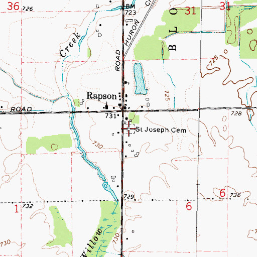 Topographic Map of Saint Joseph Cemetery, MI