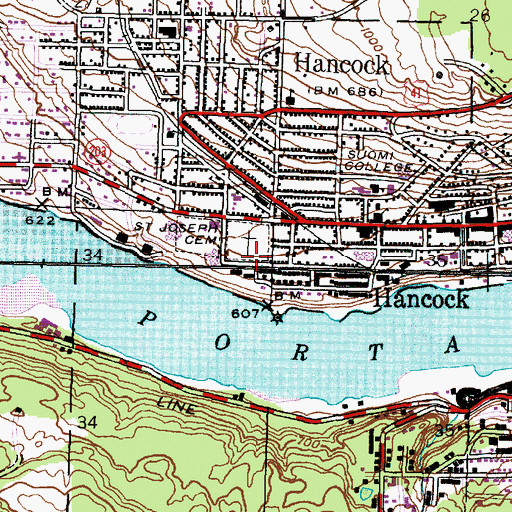Topographic Map of Saint Joseph Cemetery, MI