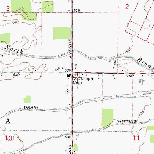 Topographic Map of Saint Joseph Cemetery, MI