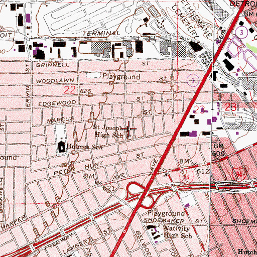 Topographic Map of Saint Joseph High School, MI