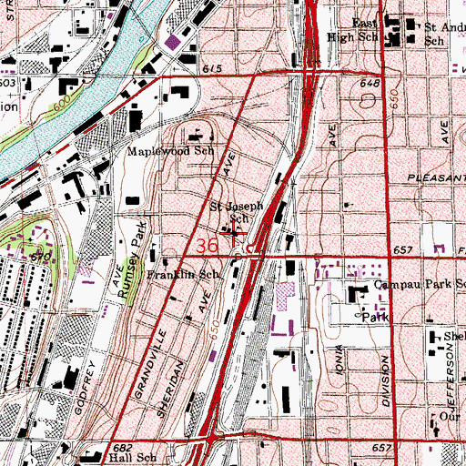 Topographic Map of Saint Joseph School, MI