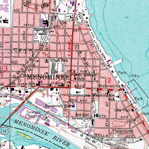 Topographic Map of Saint Joseph School, MI